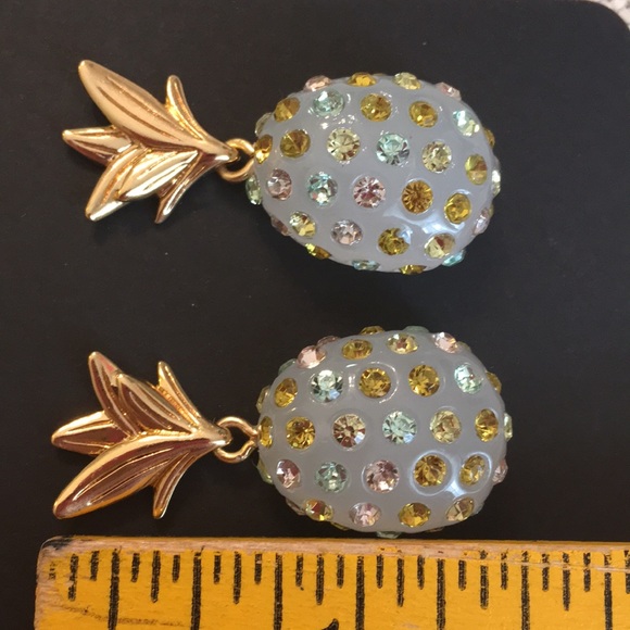 J. Crew Sparkle Pineapple Earrings Frosted Citrus - Picture 5 of 8